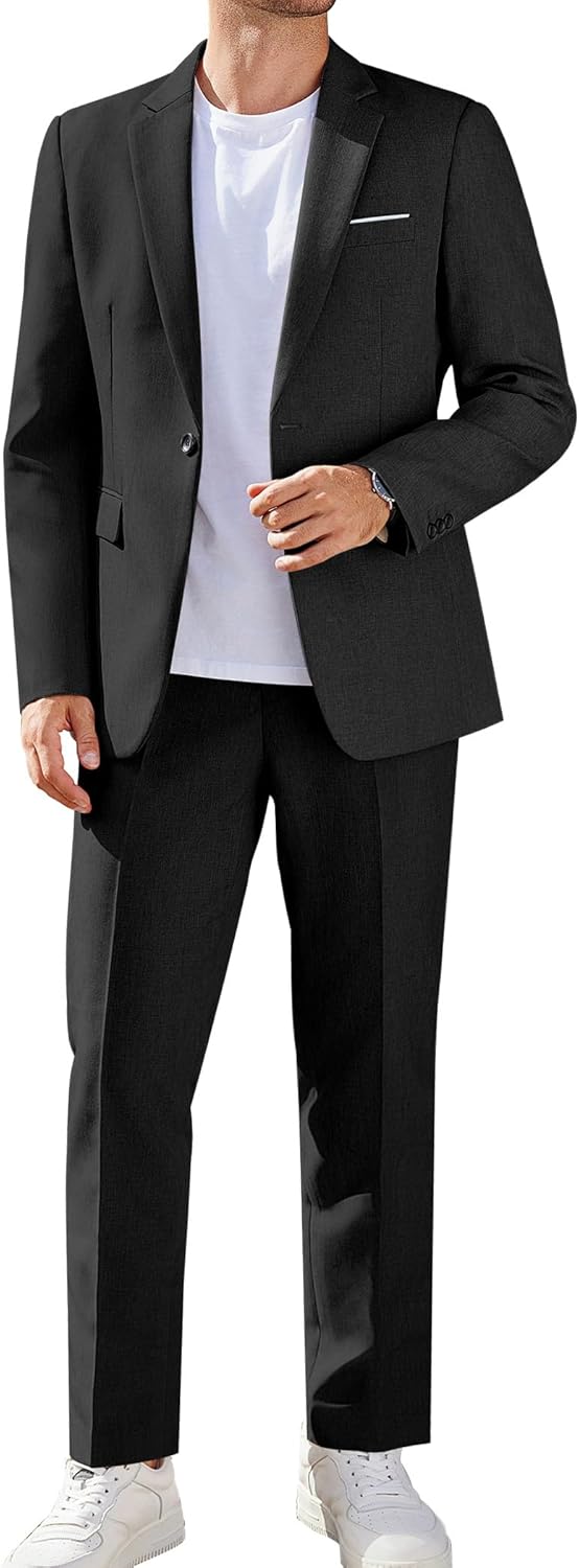 Men Suits Classic Fit 2 Piece Suit Set One Button Casual Blazer Wedding Bussiness Suit Separates